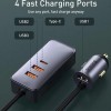 Baseus Share Together PPS Multi-port Fast Charging Car Charger With Extension Cord 120W 3U+1C