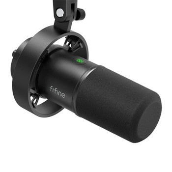 FIFINE K688 USB/XLR Dynamic Microphone with Shock Mount, Touch-Mute, Headphone Jack, I/O Controls for Podcasting