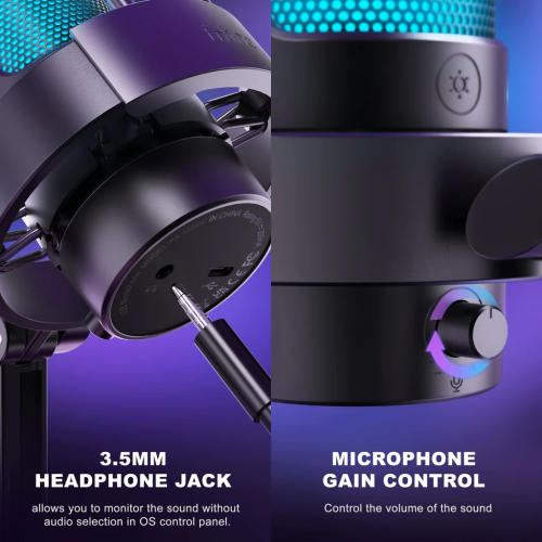 Fifine Ampligame A8 USB microphone with controllable RGB, live monitoring, input dial, pop filter for streaming Fifine Ampligame A8 USB microphone with controllable RGB, live monitoring, input dial, pop filter for streaming