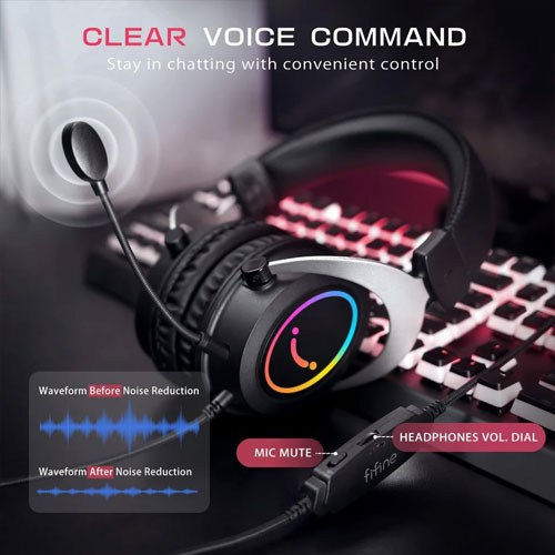 FIFINE Ampligame H3 RGB Headset with 3.5mm TRRS Jack for PS4/5, Xbox, Switch, In-line Volume & Mute Control