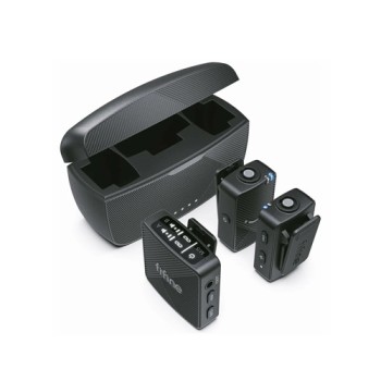 FIFINE M9 Dual Wireless Lavalier Microphone System with Charging Case & 3 Adapter Cables for Android, iPhone, Camera, PC