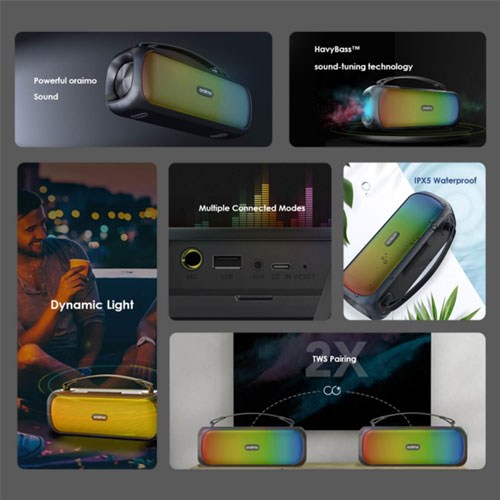 Oraimo Boom OBS-75D Dynamic Light Effects Portable Wireless Speaker Oraimo Boom OBS-75D Dynamic Light Effects Portable Wireless Speaker