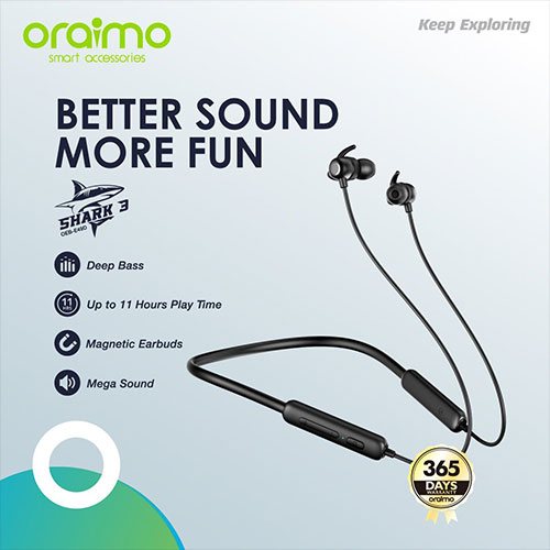 Oraimo Shark 3 OEB-E49D Neckband Wireless Earphone Oraimo Shark 3 OEB-E49D Neckband Wireless Earphone