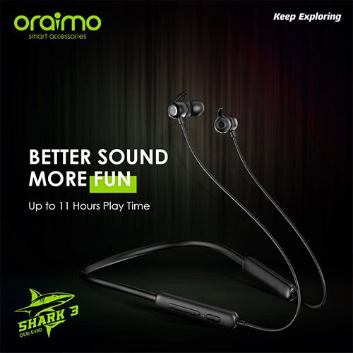 Oraimo Shark 3 OEB-E49D Neckband Wireless Earphone Oraimo Shark 3 OEB-E49D Neckband Wireless Earphone