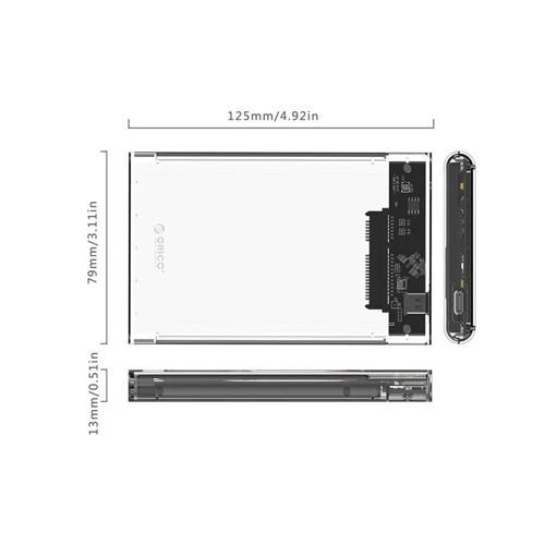 ORICO 2139C3-G2 2.5INCH TRANSPARENT TYPE C HARD DRIVE ENCLOSURE ORICO 2139C3-G2 2.5INCH TRANSPARENT TYPE C HARD DRIVE ENCLOSURE