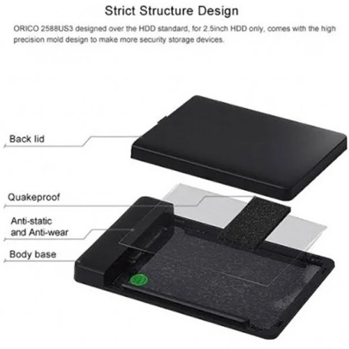 ORICO 2588US3 2.5INCH SATA HDD/SSD USB 3.0 ENCLOSURE BLACK ORICO 2588US3 2.5INCH SATA HDD/SSD USB 3.0 ENCLOSURE BLACK