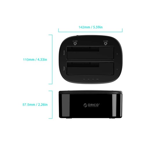 ORICO 6228US3-C 2.5 / 3.5INCH DUAL BAY USB 3.0 1 TO 1 CLONE HARD DRIVE DOCK