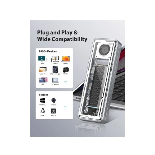 ORICO AAGM2 TRANSPARENT USB 4 40GBPS NVME SSD ENCLOSURE