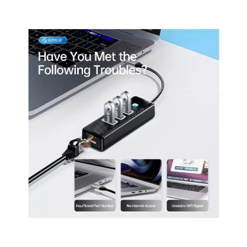 ORICO PW3UR-C3 TYPE C TO 3 PORT USB HUB+LAN ORICO PW3UR-C3 TYPE C TO 3 PORT USB HUB+LAN