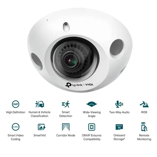 TP-Link VIGI C230I Mini IP 3MP IR Audio Dome Camera