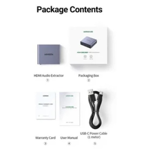 UGREEN 60649 HDMI AUDIO EXTRACTOR (SPDIF+3.5MM AUX) UGREEN 60649 HDMI AUDIO EXTRACTOR (SPDIF+3.5MM AUX)