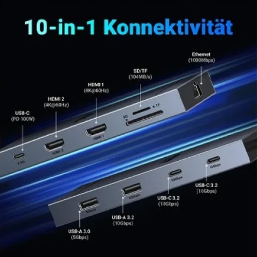 UGREEN CM866 (45366) 10 IN 1 USB C DOCKING STATION