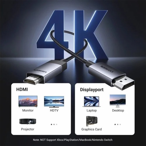 UGREEN DP119 (15574) DP TO HDMI 4K CABLE 2M UGREEN DP119 (15574) DP TO HDMI 4K CABLE 2M