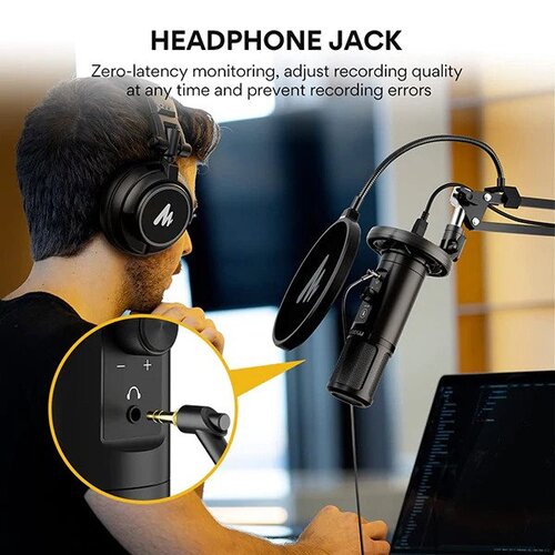 Maono AU-PM422 Podcast Microphone Zero Latency Monitoring