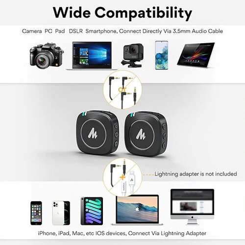 Maono WM820 Real-time Monitoring and Mute Wireless Lavalier Microphone Maono WM820 Real-time Monitoring and Mute Wireless Lavalier Microphone