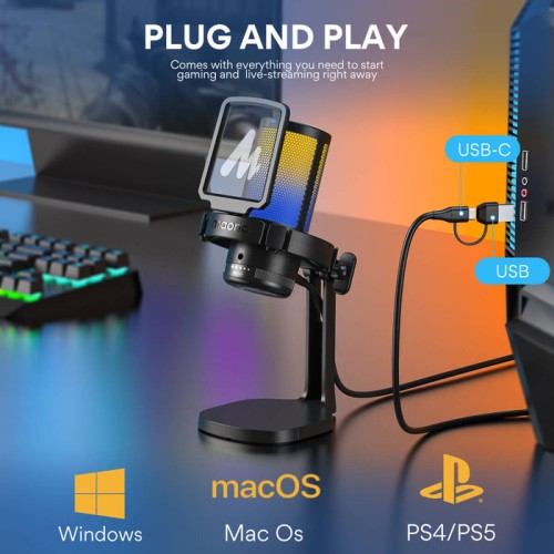 MAONO DGM20 GamerWave Condenser USB Gaming RGB Microphone